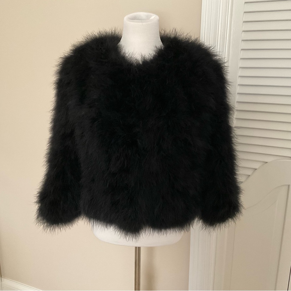 FUR JACKET ( MARABOU FEATHER ) BY CASSIN SIZE L .